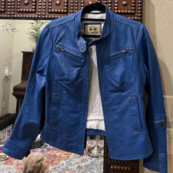 LA MARTINA ARGENTINA CUSTOM MADE BLUE LEATHER JACKET - Picture 5 of 12